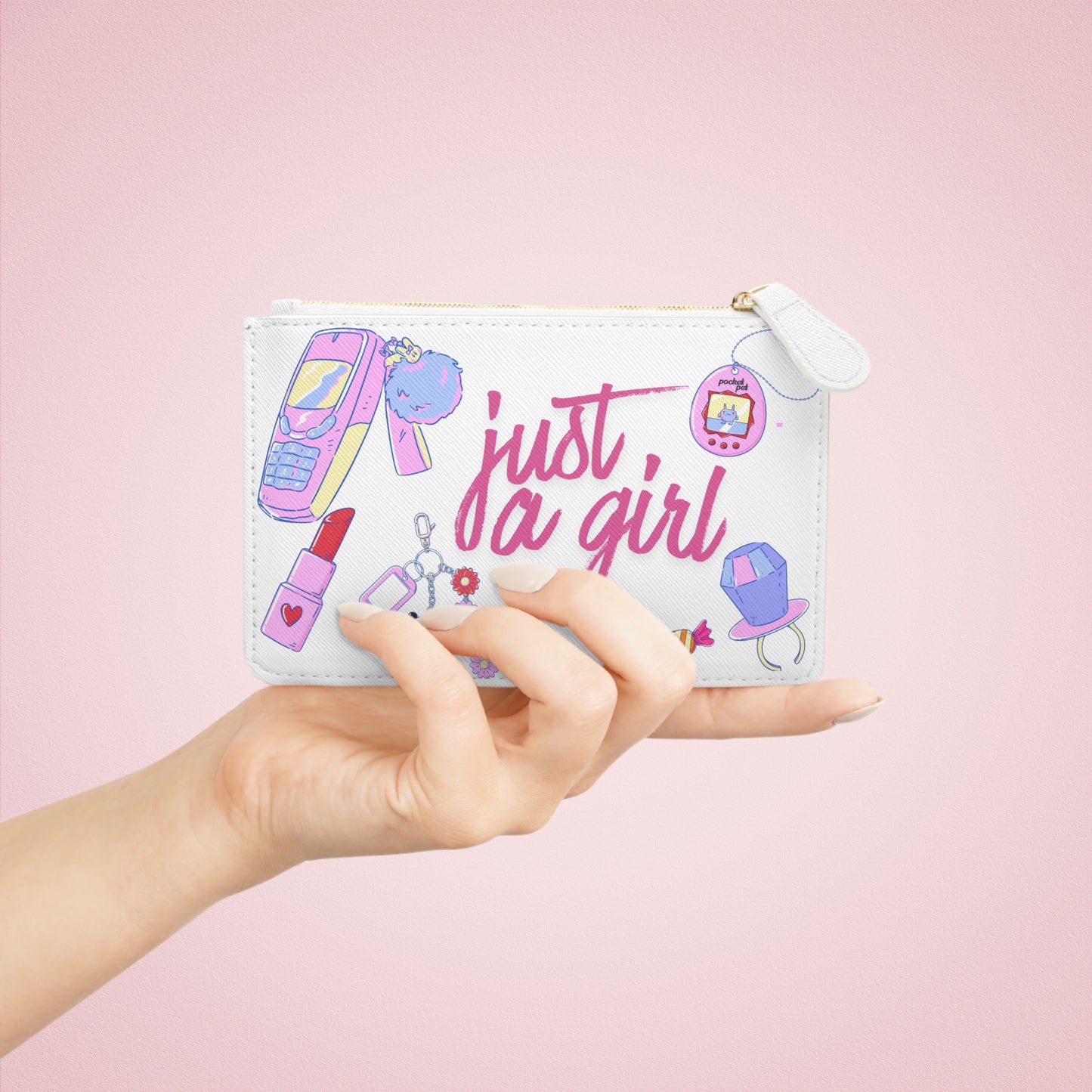 Mini Clutch — "Just a Girl" Cute Retro Y2K Accessories Coin Purse