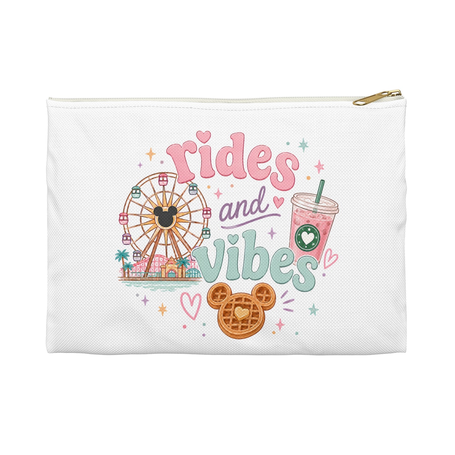 Rides and Vibes Accessory Pouch — Pastel Amusement Park Cosmetic Bag