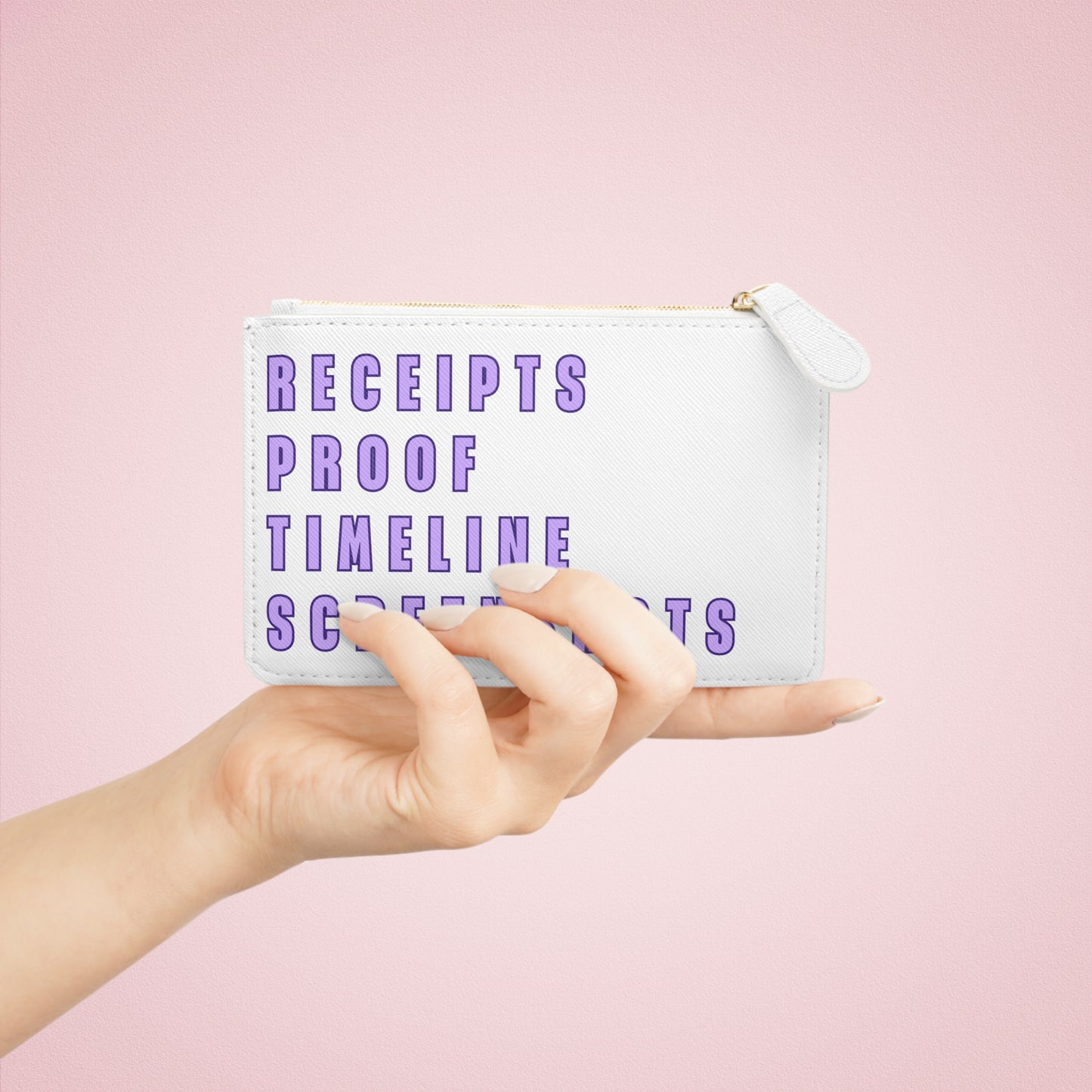 Mini Clutch Bag — "Receipts" Proof Timeline Screenshots (Real Housewives of SLC Humor)