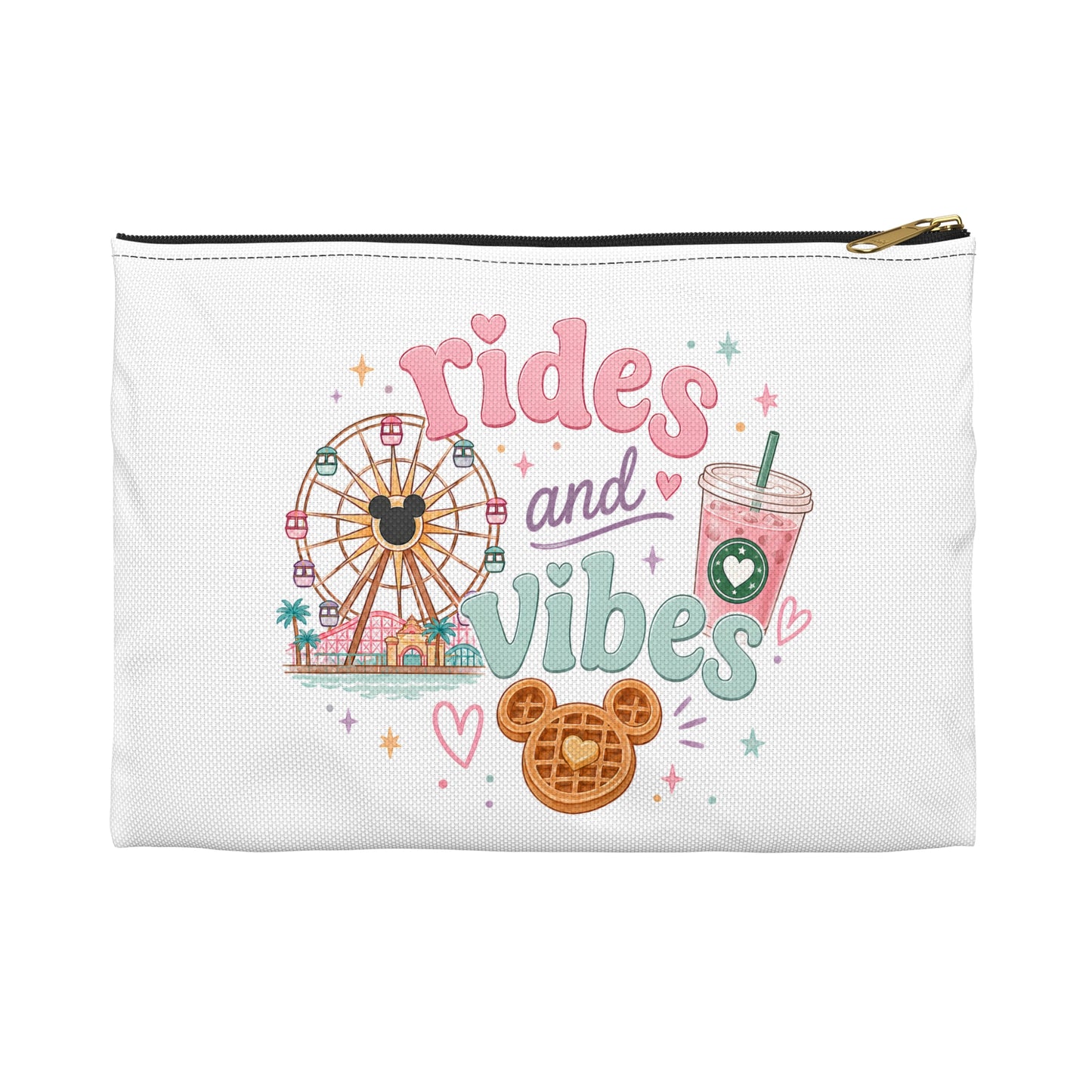Rides and Vibes Accessory Pouch — Pastel Amusement Park Cosmetic Bag